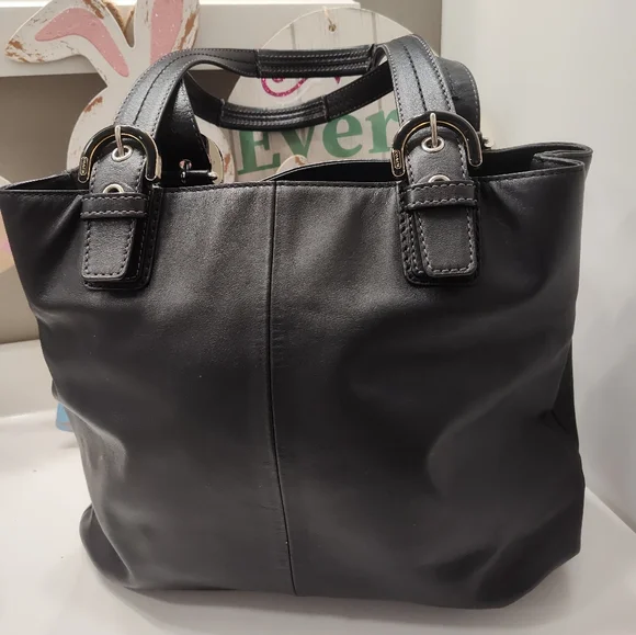 ๐ค Vintage EUC Coach Soho Leather North South Smooth Leather Tote Bag, Black - Picture 8 of 16